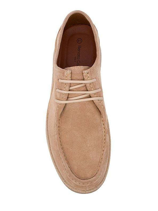 Leather Men's Moccasins in Beige Colour
