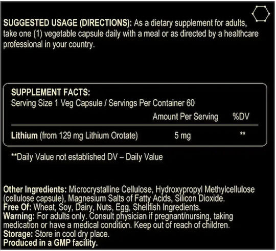 Fuel Up Lithium Orotate 5mg 60 Vegetable Capsules