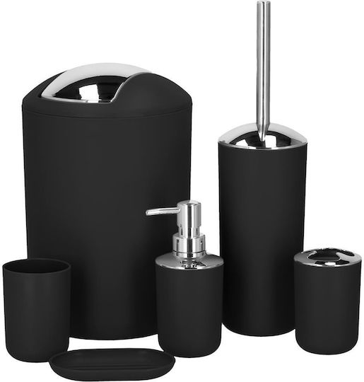 Sersimo Badezimmerzubehör-Set Kunststoff Schwarz 6 Stück