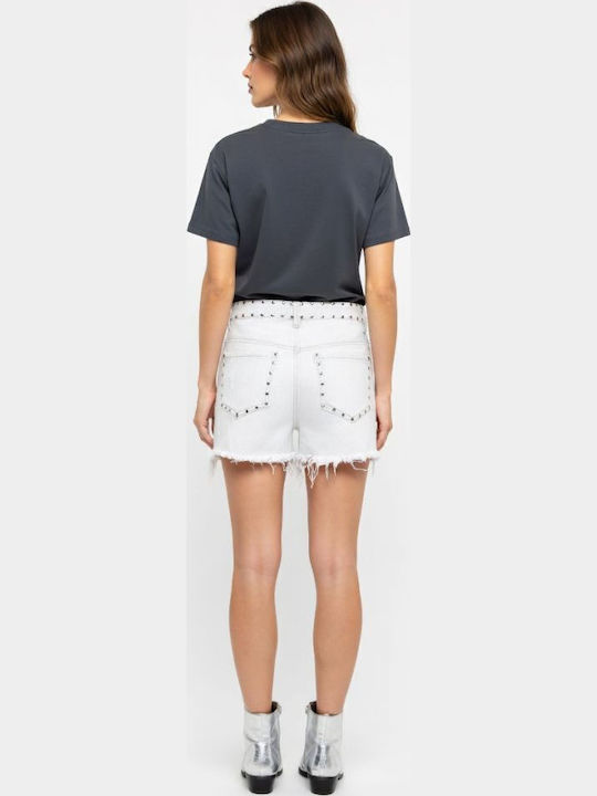 Damen-Shorts - Bermudas Hohe Taille Weiß