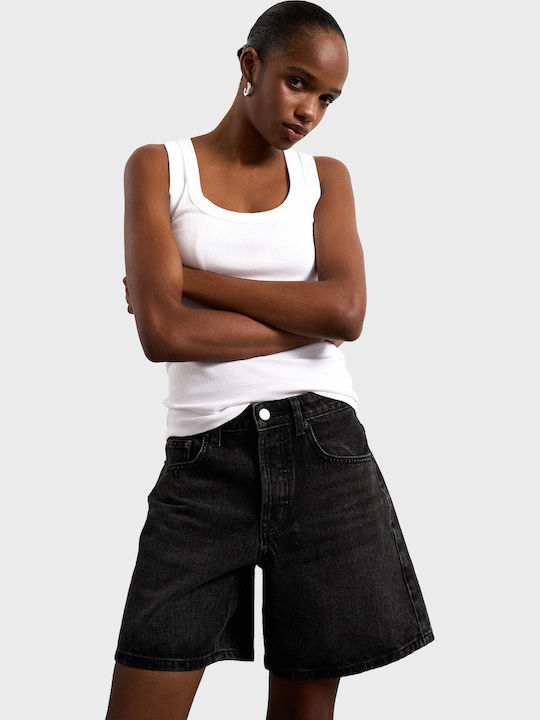 Topshop Women's High Waist Shorts Black Denim