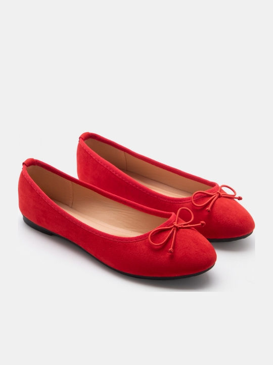 Damen Ballerinas Spitz zulaufend in Rote Farbe