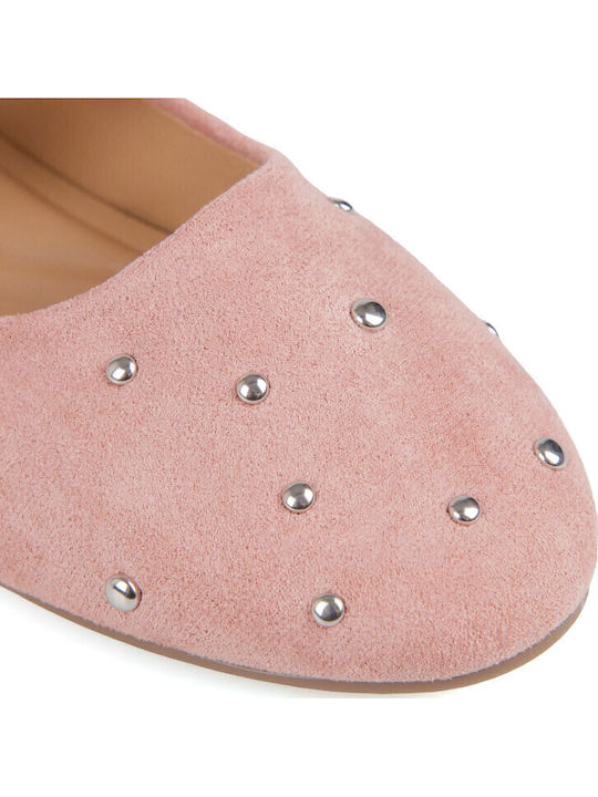 Suede Women's Ballerina Shoes In Pink Colour