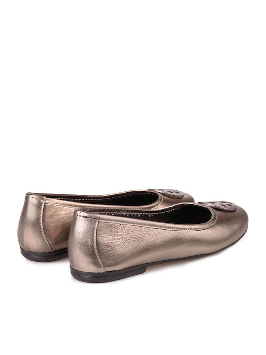 Damen Ballerinas aus Leder in Grau Farbe