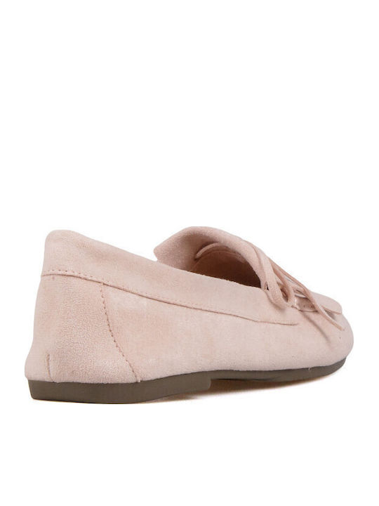 Suede Women's Loafers in Beige Color