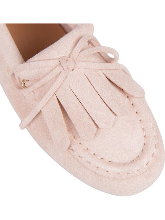 Suede Women's Loafers in Beige Color