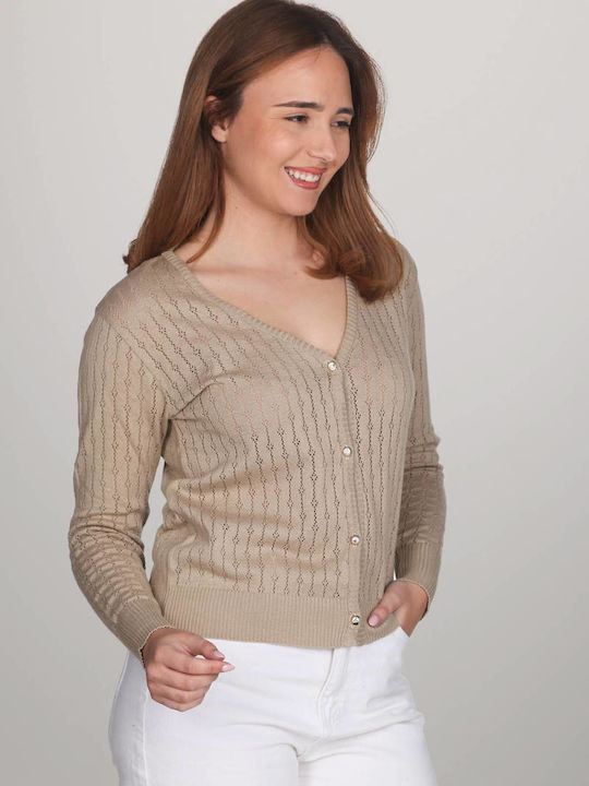 Women's Cardigan with Buttons Beige