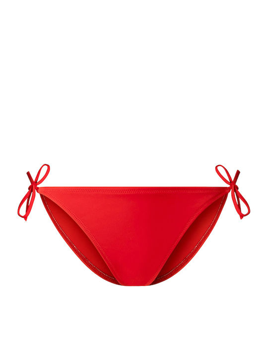 Bottom Bikini Slip με Κορδονάκια Cherry Red