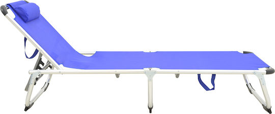 Pakketo Beach Sunbed Blue Foldable Aluminum with Pillow 58.5x185x29.5cm