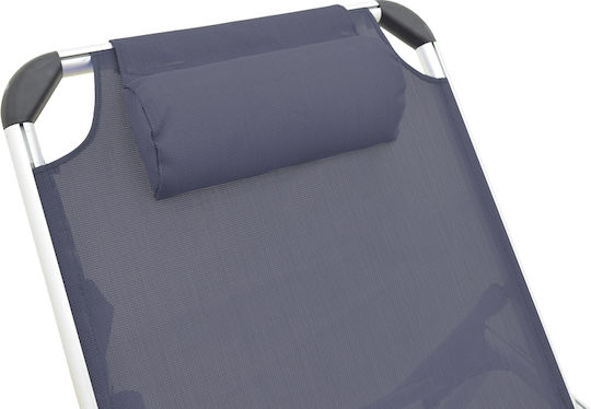 Pakketo Beach Sunbed Gray Foldable Aluminum with Pillow 58.5x185x29.5cm