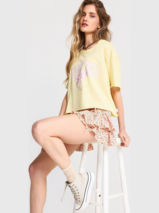 Mini Φούστα Floral Πορτοκαλί