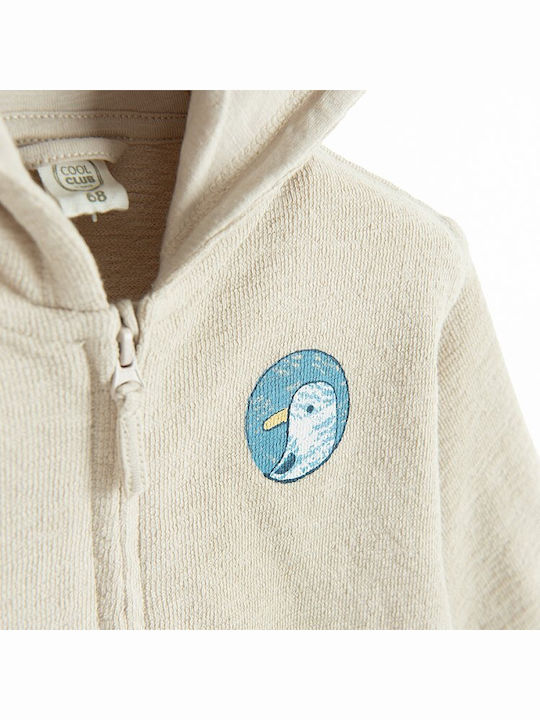 Kids Sweatshirt Cardigan with Hood Beige