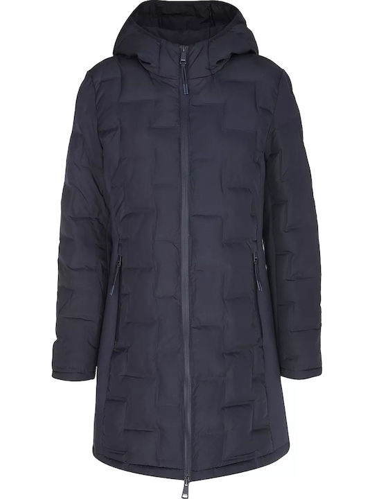 Дълго Дамско Puffer Яке Син Blue