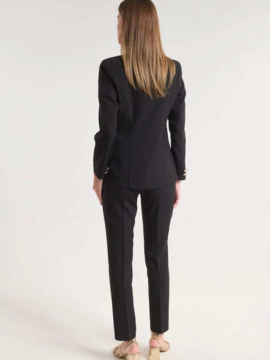 Fibes Blazer für Damen Schwarz 01-6204N-Schwarz