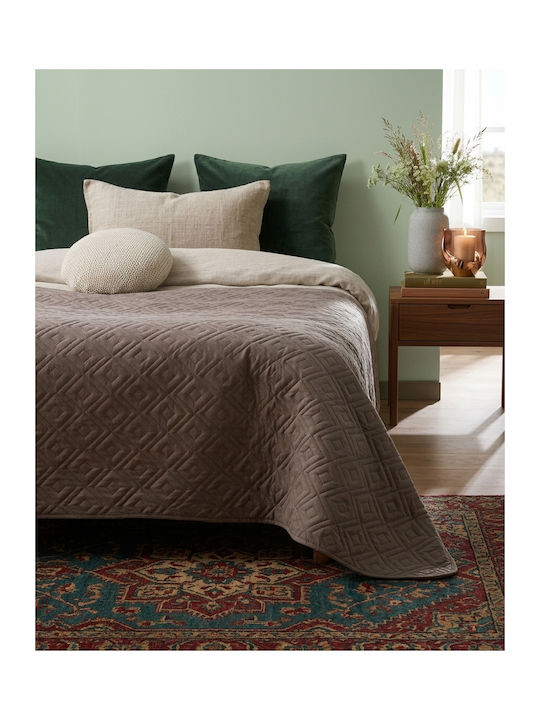 Single Coverlet Brown And Beige 160x220cm