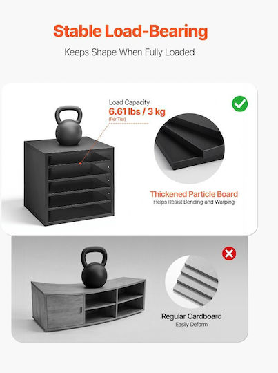 Vevor Bibliography Organizer Office Mailbox 5 Compartments Adjustable Shelves Wooden MDF Mailbox Sorter Office Storage Organizer Filing Document Paper Black