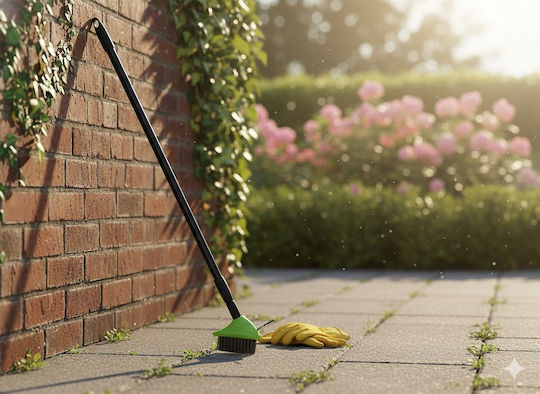 Perie Telescopică 3-în-1 Pentru Iarbă Dintre Pavele Peri Din Alamă 140 Cm Mâner Metalic 3 Bucăți