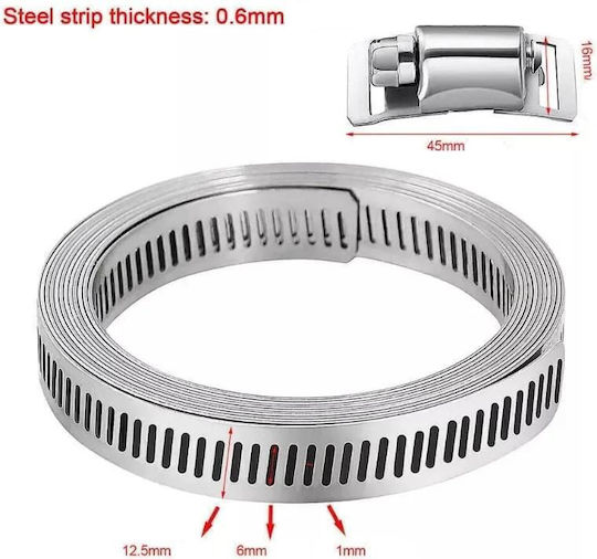 Kit Universal De Cleme 10 Metri Oțel Inoxidabil 304 Bandă Perforată 12,5 Mm Grosime 0,6 Mm 20 Cleme Reglabile Pentru Orice Diametru Auto Hvac Irigații