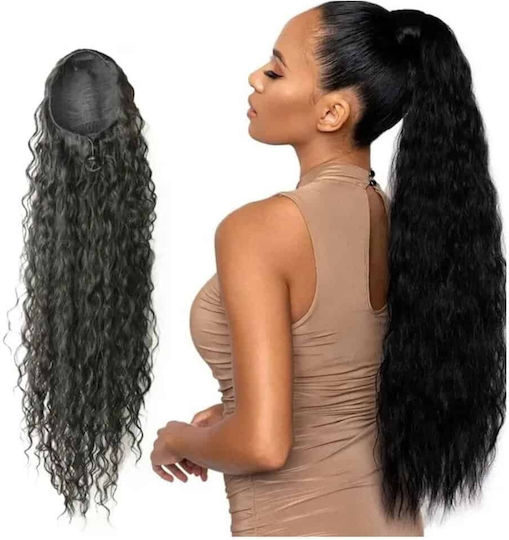 Ponytail Extension Synthetische Haar Kanekalon Hochwertige Klammer Water Wave Schwarz # 1b 71cm
