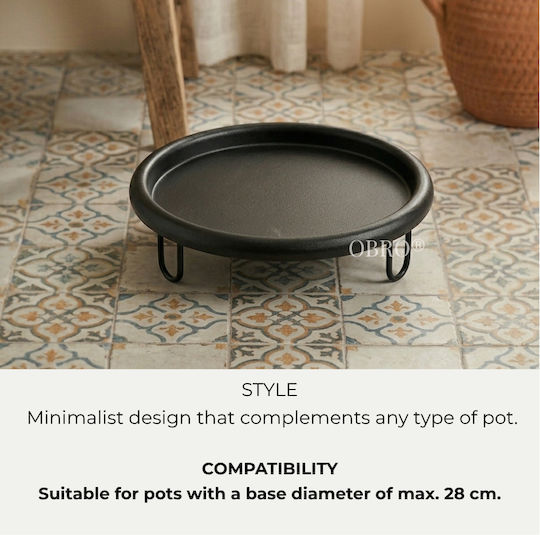 Ceramic Pot Plate Black 33x33cm OBROGARDEN1