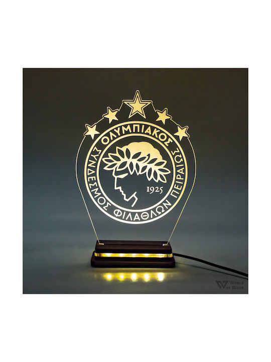 World of Wood Decorative Lamp Olympiakos Osfp With Stars LED 22x18cm