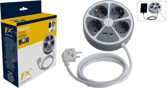 Steckdosenleiste 4 Steckdosen mit USB-A USB-C Schalter und Kabel 1,5 m Grau