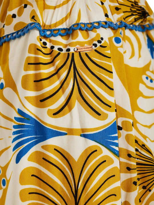 Women's Pantaloons with Elastic Floral Yellow FBL013-104-02-Curry-Powder