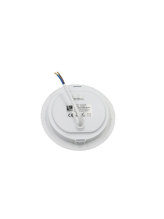 Adeleq Spot Rotund Din Plastic De Tavan Cu LED Încorporat Și Lumină Alb Cald Alb