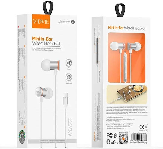 Vidvie In-ear Handsfree Ακουστικά με Βύσμα USB-C Λευκό