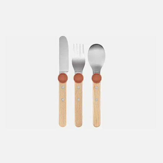 Set Spoon Knife Fork Le Petit Gourmet Coral Opinel