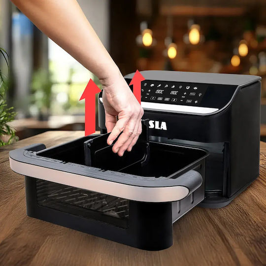 Tesla Aircook Flexizone Q570 Xxl Двойна Подвижна Кошница 10л Черен Еър фрайър