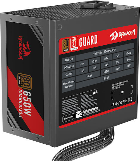 Redragon Guard GC-GU02P 650W Black Power Supply Full Wired 80 Plus Bronze