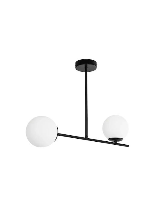 GloboStar Globus Pendant Light Black Ball with Socket E27 65x15x23cm