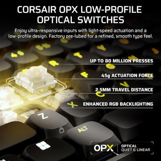 Corsair Vanguard Air 99 Wireless Gaming Mechanical Keyboard with Corsair OPX Switches and RGB Lighting English US