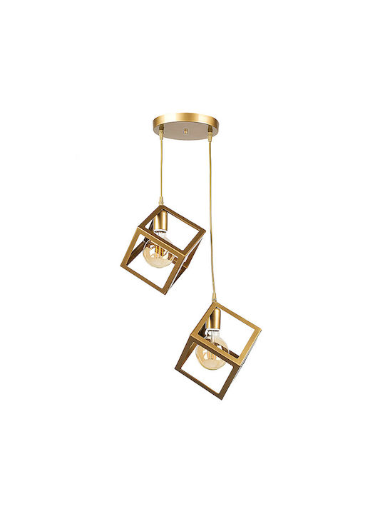 Megapap Thora Pendant Light Gold Grid with Socket E27 22x22x70cm