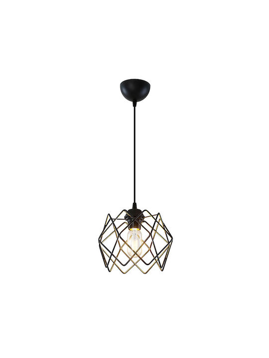 Klikareto Rhombus Pendant Light Black Grid with Socket E27 25cm