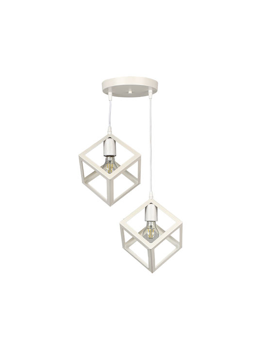Megapap Thora Pendant Light White Grid with Socket E27 22x22x70cm