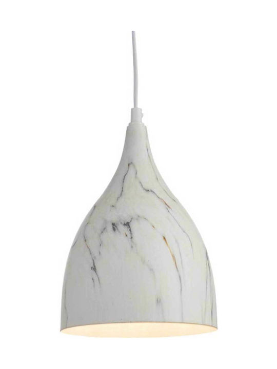 Aca Roxanne Hängelampe Weiß Glocke mit Fassung E27 17x23cm.