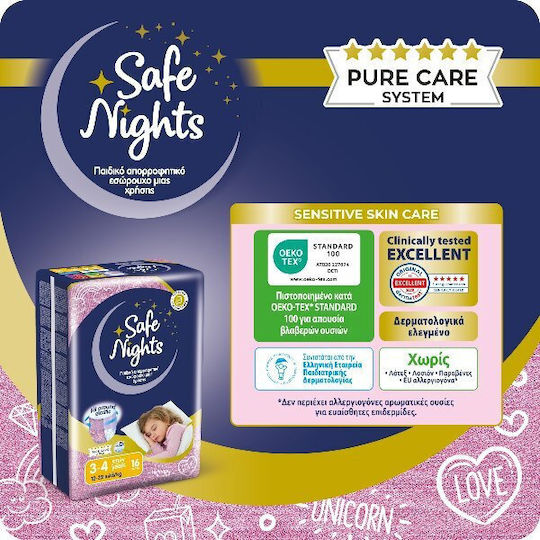 Safe Nights Diaper Pants Girl For 12-22kg 16 Pieces