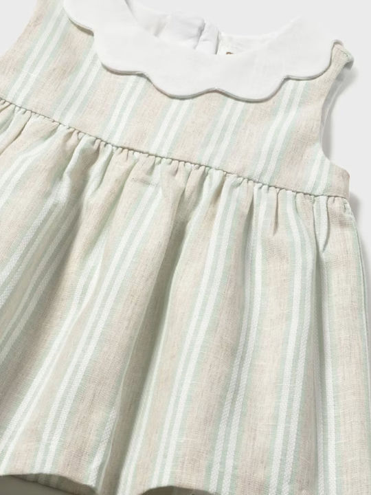 Mädchenkleid Ärmelloses Leinen Aqua
