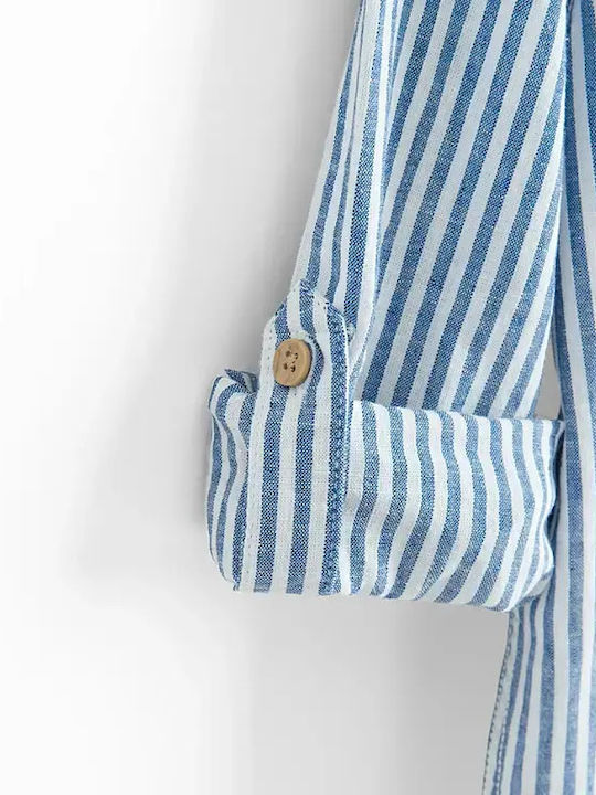 Kids Striped Long-sleeved Blue Shirt