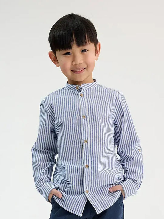 Kids Striped Long-sleeved Blue Shirt