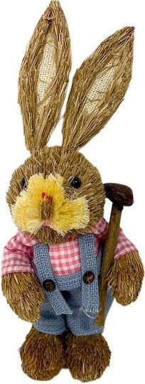 Easter Decoration Rustic Bunny Accessories Made Straw Textile 35 Cm