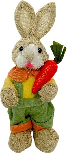 Easter Decoration Rustic Bunny Carrot Made Straw Textile 23 Cm