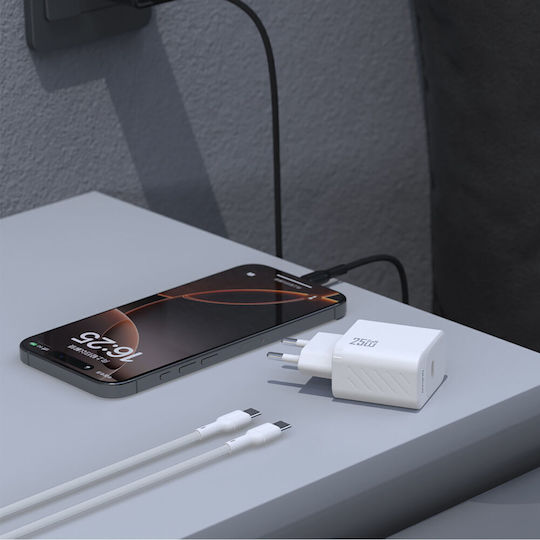 Dudao Charger GaN with USB-C Port and Cable USB-C - USB-C 25W Power Delivery Blacks (A27CEU)