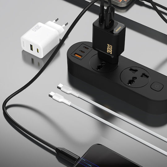 Dudao Φορτιστής GaN με Θύρα USB-A και Θύρα USB-C και Καλώδιο USB-C - USB-C 30W Power Delivery Μαύρος (A27TCEU)
