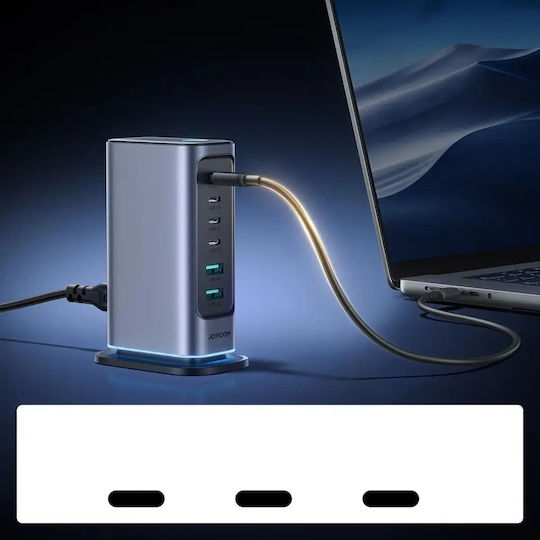 Joyroom Зарядна станция GaN с 2 USB-A и 4 USB-C порта, 65 W Power Delivery, в Сив цвят (JR-TCM02 UK Socket)