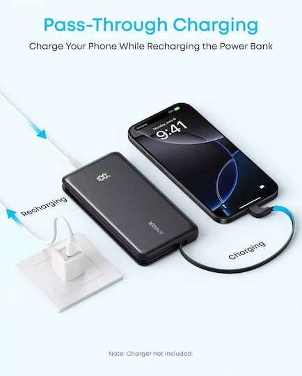 Anker Zolo Power Bank 10000mAh 22.5W με Θύρα USB-A και Θύρα USB-C Μαύρο