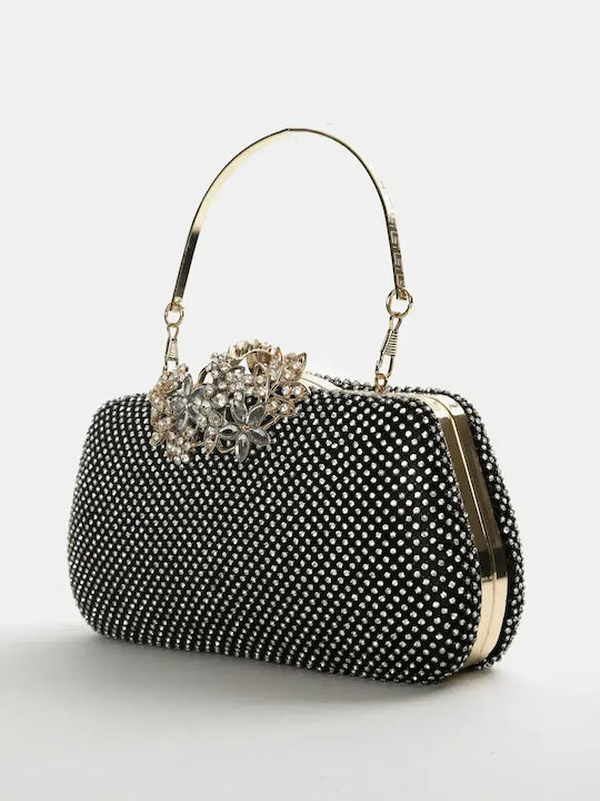 Evening Bag Gold Buckle Strass Black Size One Size Black