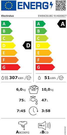 Electrolux Πλυντήριο-Στεγνωτήριο Ρούχων 10kg/6kg Ατμού 1551 Στροφές